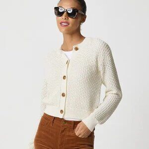 NWT J Crew  Ivory  Crochet Cardigan Sweater XL
